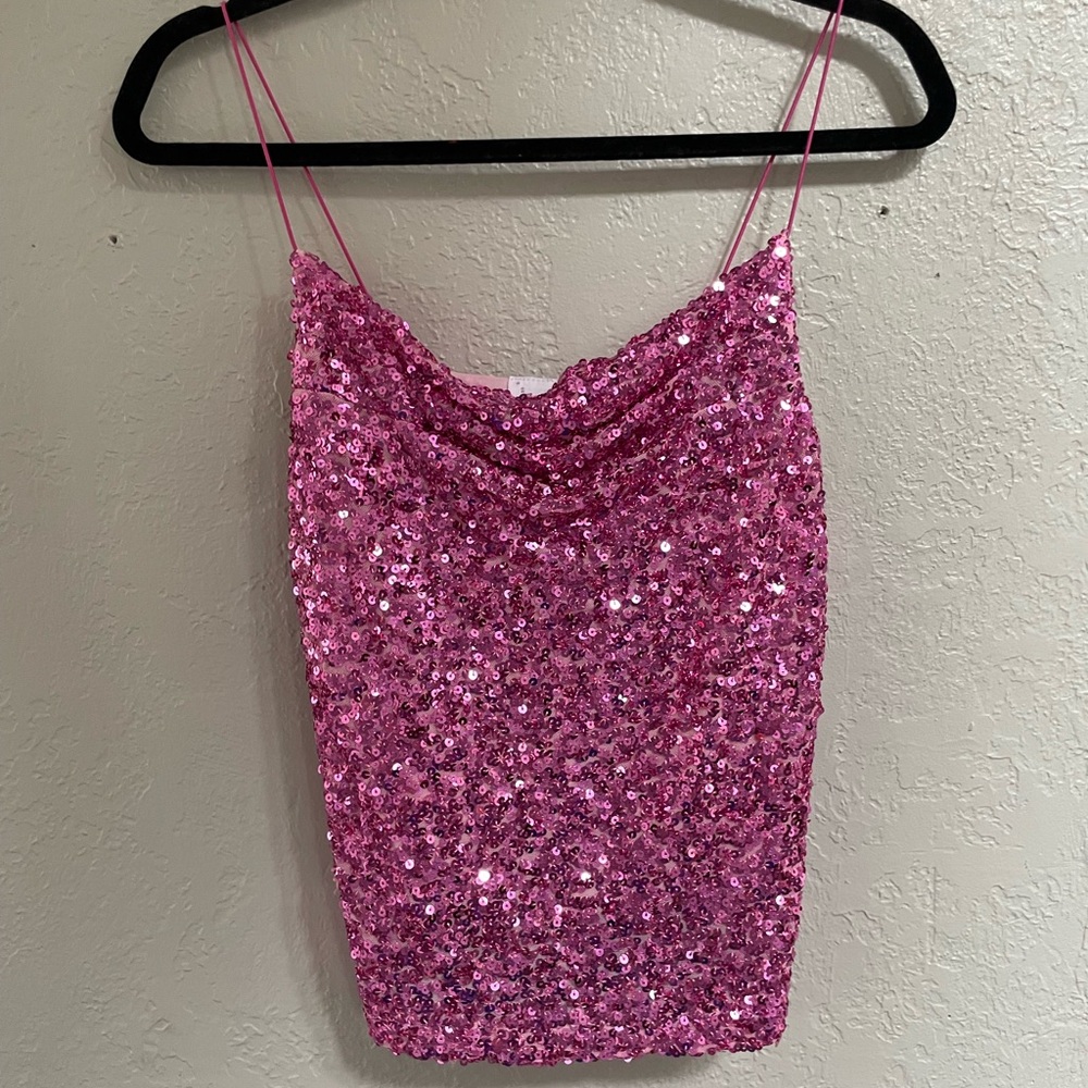 Honey & Sparkle Pink Sequin Top